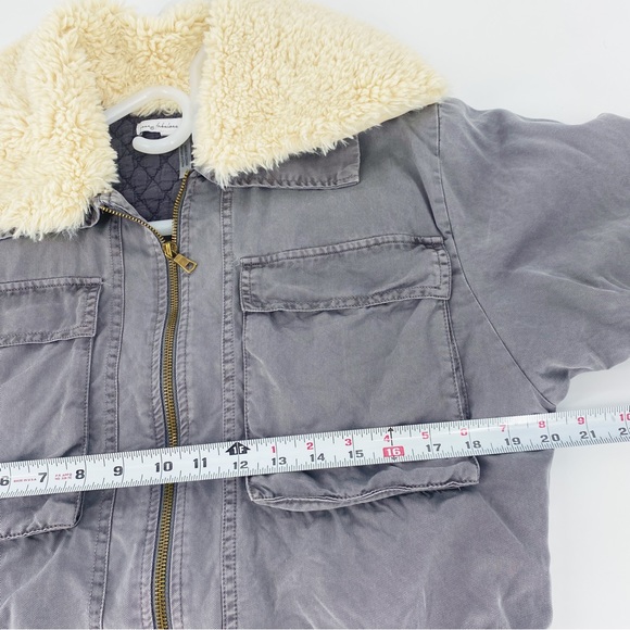 Young, Fabulous And Broke Cropped Bomber Jacket Tencel with Fur Collar - Picture 8 of 10